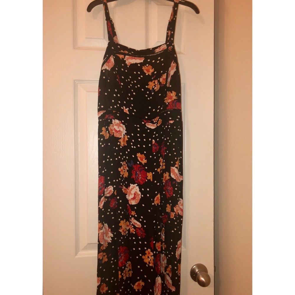 Black with floral design jumpsuit